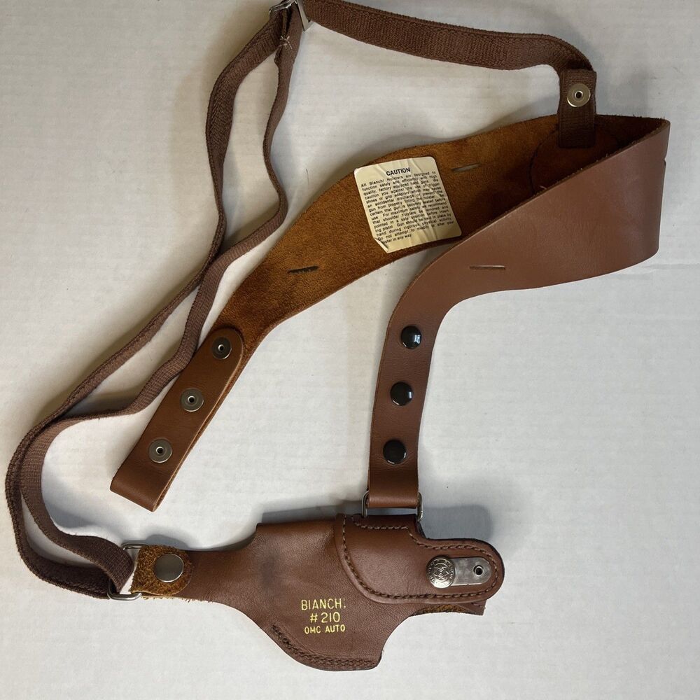 Bianchi Model 210 Brown Leather Shoulder Holster Rig Medium Auto Size